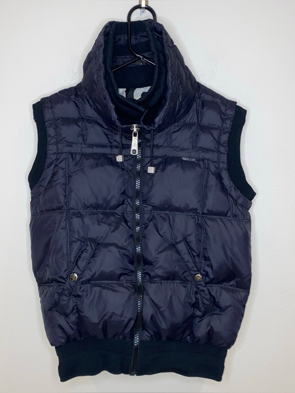 Diesel Black Puffer Vest Woman’s M High Neck Pockets Fall Winter